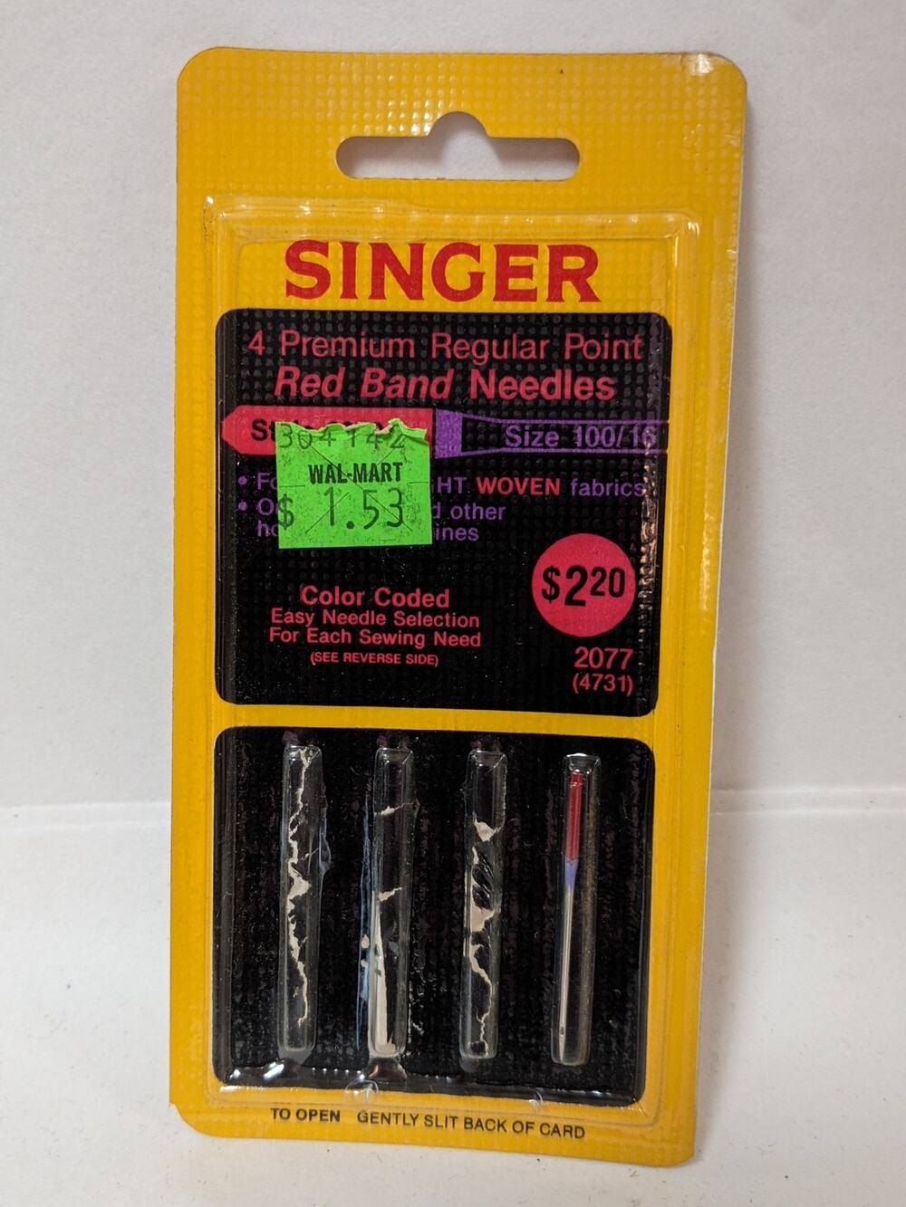 Singer Sewing Machine Needles 1ct Style 2020 Size 100/16 Open Vintage
